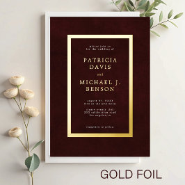 Invitation En Aluminium Elegant burgundy gold foil typography wedding
