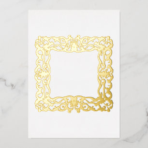Invitation En Aluminium Élégant cadre baroque Or Blank
