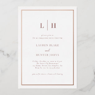 Invitation En Aluminium Elégant Chic Fiançailles Celebration Rose Gold