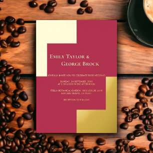 Invitation En Aluminium Élégant Chic Luxury Magenta Gold Frame Mariage