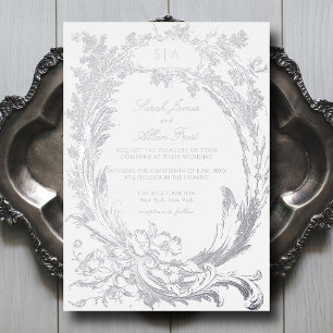 Invitation En Aluminium Élégant Classique Floral Rococo Français