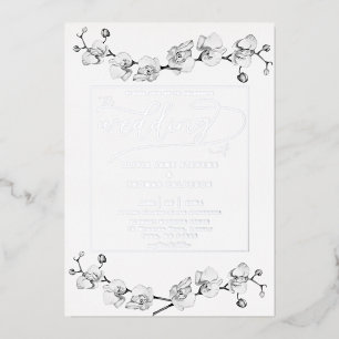 Invitation En Aluminium Élégant classique Orchidées Blanches Romantique Ma