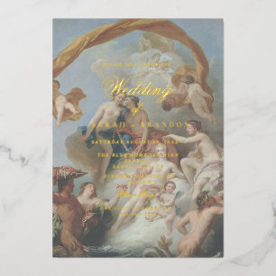 Invitation En Aluminium Élégant Classique Peinture Ancienne Mariage