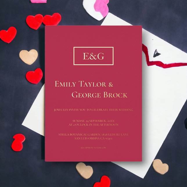 Invitation En Aluminium Élégant Classy Gold Script Magenta Modern Mariage (Créateur téléchargé)