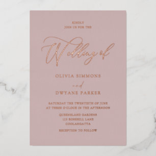 Invitation En Aluminium Elégant Dusty rose Mariage Rose or
