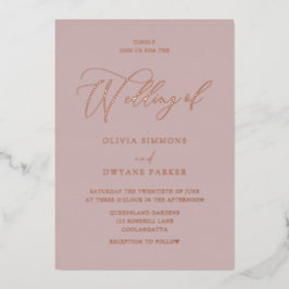 Invitation En Aluminium Elégant Dusty rose Mariage Rose or