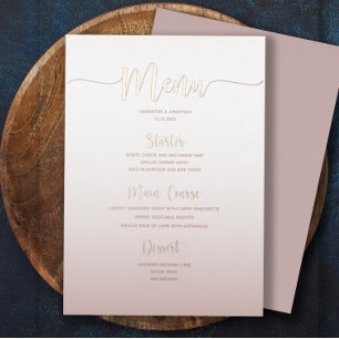 Invitation En Aluminium Elégant Dusty Rose Simple Mariage Dîner Menu