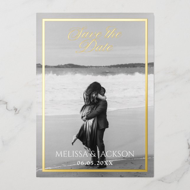 Invitation En Aluminium Élégant Enregistrer la Date (Recto)