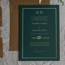 Invitation En Aluminium Élégant et romantique Emerald Green Mariage