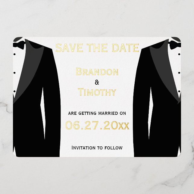 Invitation En Aluminium Élégant Faire Part Mariage Gay en véritable feuill (Recto)