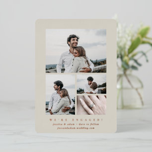 Invitation En Aluminium Élégant Fiançailles multiphoto Foil