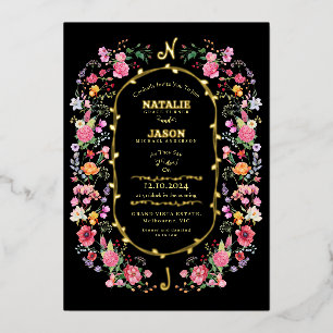 Invitation En Aluminium Elégant Fleur sauvage Meadow Printemps Jardin Mari