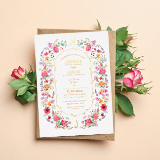 Invitation En Aluminium Elégant Fleur sauvage Meadow Printemps Jardin Mari