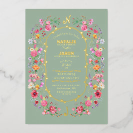 Invitation En Aluminium Elégant Fleur sauvage Meadow Printemps Jardin Mari