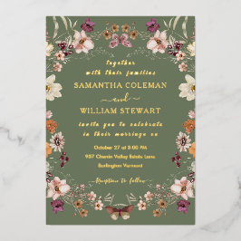 Invitation En Aluminium Élégant Fleur sauvage Rustique Sage Mariage vert