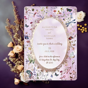 Invitation En Aluminium Élégant Fleur sauvage Whimsical Pink Foil Invitati