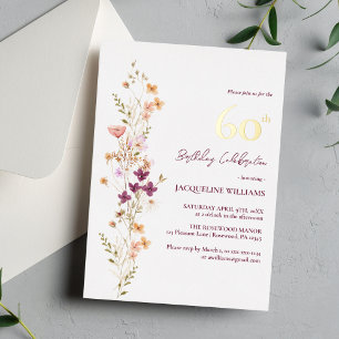 Invitation En Aluminium Élégant floral 60e anniversaire