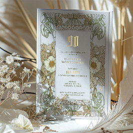 Invitation En Aluminium Élégant floral 90e anniversaire de fête de l'huile
