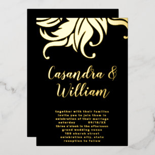Invitation En Aluminium Élégant floral abstrait mariage or