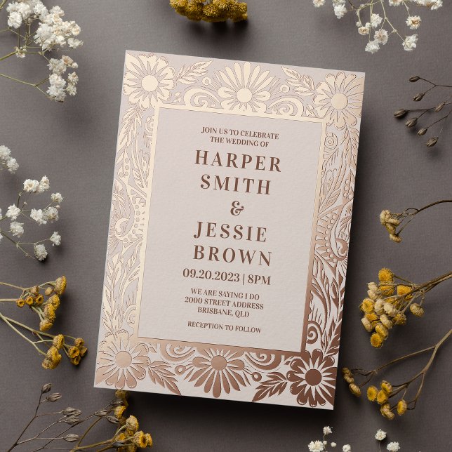 Invitation En Aluminium Elegant Floral Wedding (Créateur téléchargé)