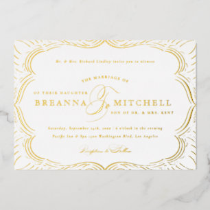 Invitation En Aluminium Élégant Flouris Formel Mariage Or