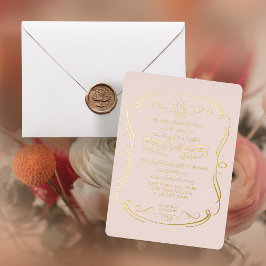Invitation En Aluminium Élégant Formal Gold Blush Vintage Scrolls Mariage
