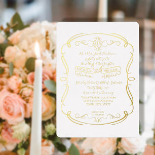 Invitation En Aluminium Élégant Formal Gold Foil Vintage Scrolls Mariage
