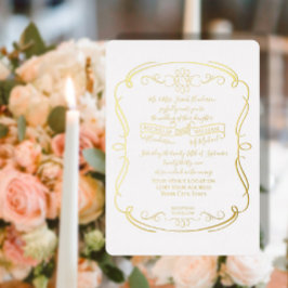 Invitation En Aluminium Élégant Formal Gold Foil Vintage Scrolls Mariage