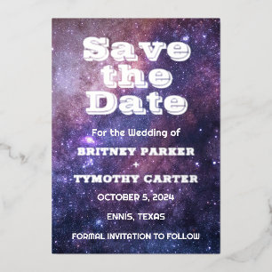 Invitation En Aluminium Élégant Galaxie Céleste QR Code Constellation