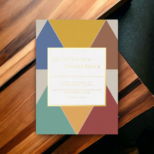 Invitation En Aluminium Élégant Géométrique Moderne Mariage Or Foi Coloré