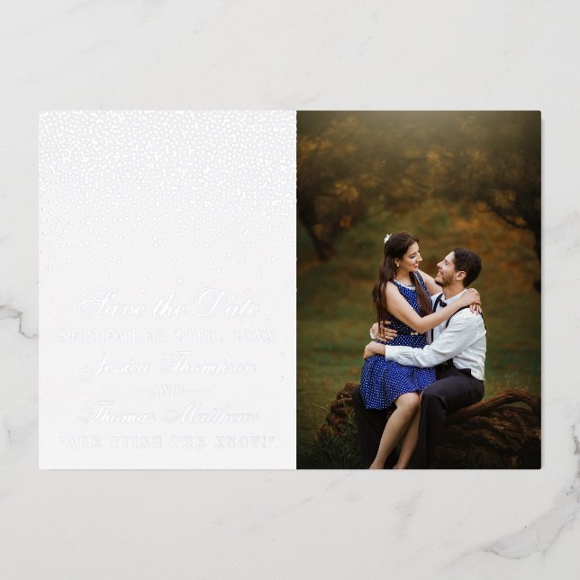 Invitation En Aluminium Elégant Glam Confetti Mariage Enregistrer La Date  (Recto)