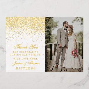Invitation En Aluminium Elégant Glam Confetti Mariage Photo Merci Real