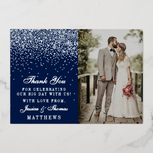 Invitation En Aluminium Elégant Glam Confetti Mariage Photo Merci Real