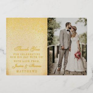 Invitation En Aluminium Elégant Glam Confetti Mariage Photo Merci Real