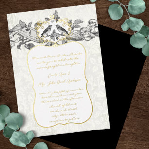 Invitation En Aluminium Elégant Gold Black & Grey Forest Grove Mariage