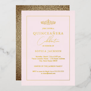 Invitation En Aluminium Elégant Gold Blush Pink Quinceanera 15e anniversai