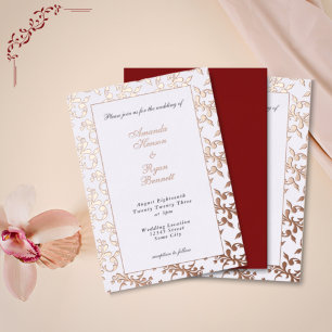 Invitation En Aluminium Elegant Gold Pressed Rococo Pattern Wedding
