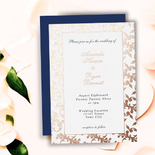 Invitation En Aluminium Elegant Gold Pressed Rococo Pattern Wedding