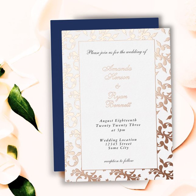 Invitation En Aluminium Elegant Gold Pressed Rococo Pattern Wedding (Créateur téléchargé)