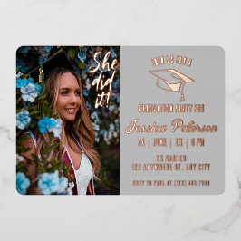 Invitation En Aluminium Élégant Graduation Party Photo Style moderne