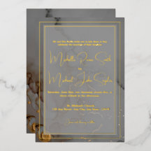 Elégant Gris Mariage d'encre d'alcool or