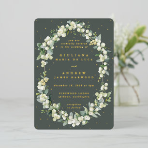 Invitation En Aluminium Elégant Gris Vert Snowberry+Eucalyptus Mariage