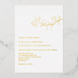 Invitation En Aluminium Elégant Jasmine Branche Mariage Or
