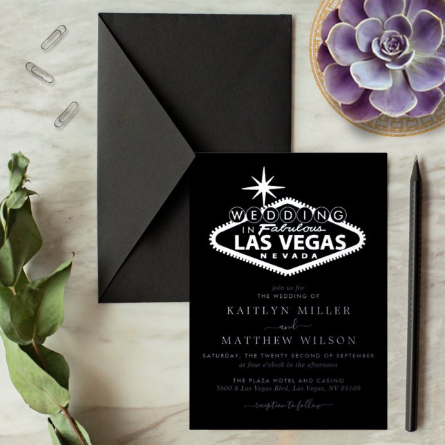 Invitation En Aluminium Elégant Las Vegas Destination Mariage Real (Créateur téléchargé)