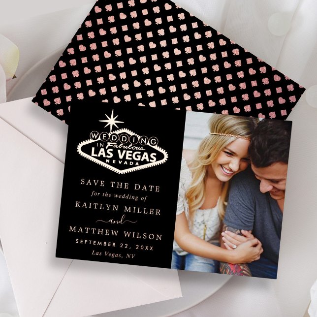Invitation En Aluminium Elégant Las Vegas Photo Mariage Enregistrer La Dat (Créateur téléchargé)