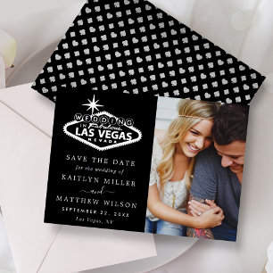 Invitation En Aluminium Elégant Las Vegas Photo Mariage Enregistrer La Dat