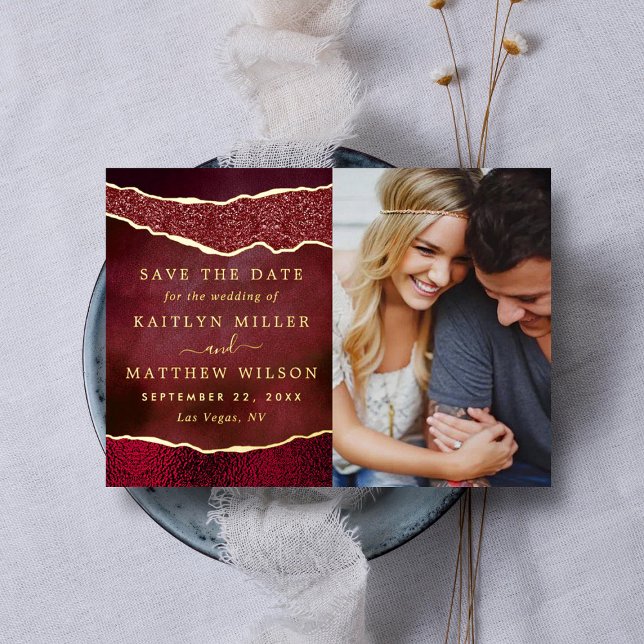 Invitation En Aluminium Elégant Las Vegas Photo Mariage Enregistrer La Dat (Créateur téléchargé)