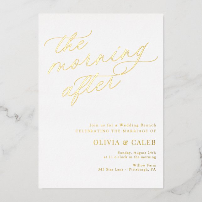 Invitation En Aluminium Élégant Le Matin Après Brunch Mariage (Recto)