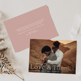 Invitation En Aluminium Elegant Love and Thanks Dusty Rose Photo Mariage