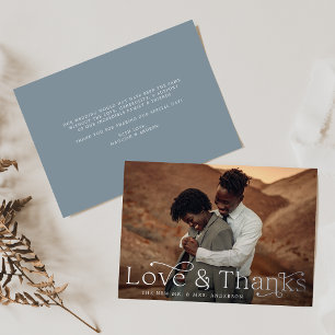 Invitation En Aluminium Elegant Love and Thanks Slate Blue Photo Mariage